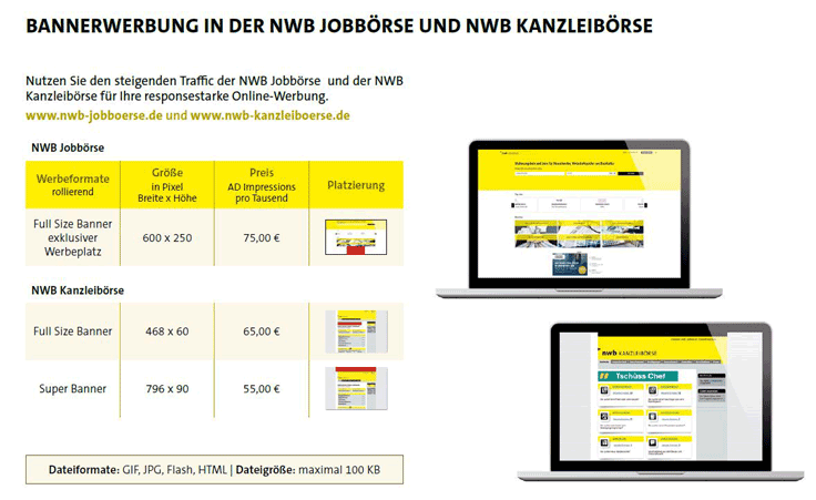 NWB Online-Werbung - Mediadaten - Werbeformate